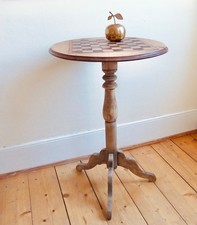 Antiker viktorianischer Schach Spiel Beistell Holz Tisch true Vintage