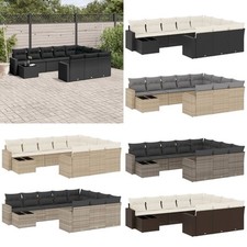 vidaXL 11-tlg. Outdoor Garten-Sofagarnitur mit Kissen Poly Rattan Mehrere Farben
