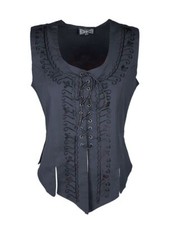 Gothic Mittelalter Schnür Mieder Bluse Weste bestickt 36 38 40 42 S M L XL