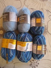Sockenwolle 300 gr. blaue Töne z. B. Regia Konvolut