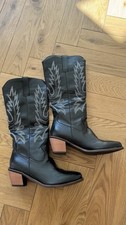 Schöne Frauen Cowboy Boots  dunkelbraun Von Meinzo Kunstleder Gr 40 Neu