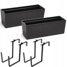 2x Blumenkasten Rattan Schwarz