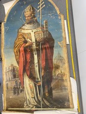 antikes Kirchenbild Altarbild Papst ca. 200x100cm imposant antik alt Leinwand