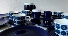Schönwald Abtrakt blau Blumen Kaffeeservice 6 Personen Mid Century