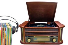 Nostalgie Holz Musikanlage Kompaktanlage Retro Stereoanlage Plattenspieler Radio