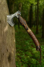 Handgefertigte Wikingeraxt  Axtklinge aus 1095 Kohlenstoffstahl mit lederscheide