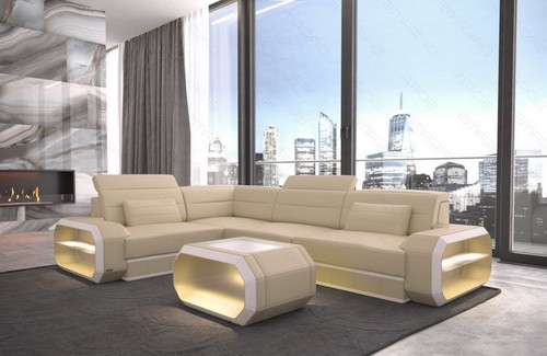 Ecksofa leder designercouch - ecksofa,
