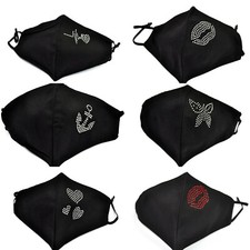 Strass Stoffmaske  Mund-Nasen-Maske Gesichtsmaske einstellbare Alltagsmaske 