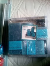 Rustic candle blau Set mit Holzbox Kerzen Set Marine Vollständig OVP Box:16x16cm