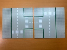 Lego 2x Straßenplatten 608p01 Einmündung hellgrau 32x32 super Zustand