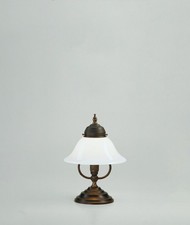 Nachttisch Leuchte Glas blendarm E27 27 cm Jugendstil Messing Tischlampe Antik