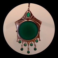 Theodor Fahrner Anhänger Pforzheim 935er Silber Chrysopras Markasiten & Email