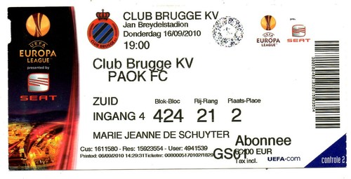 Ticket club brügge paok - ec,