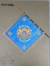 Carl Neff Fahnenfabrik Fahnenentwurf, Guache auf Pappe, Illustration um 1900