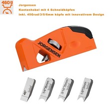 Kantenhobel Holz mit 4 Schneidköpfen 45°/3/5/6mm, Fasenhobel Eckhobel