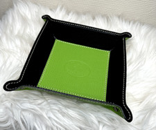 Leder Made in Italy Taschenleerer lime grün schwarz Lederschale Ablageschale