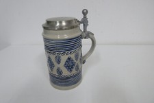 BIERHUMPEN, BIERKRUG MIT ZINNDECKEL, 0,5L Grau - Blau