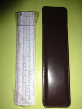 VINTAGE weiß Taschen Rechenschieber Schieber Nestler Rietz Nr. 0123 Lederhülle