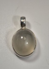 Anhänger ovale grauer Mondstein Cabochon Silber 925  Unikat 149