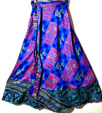 Unglaublich-Kunst Vintage Seide Sari Magic Wickelrock Wende Hippie Sarong