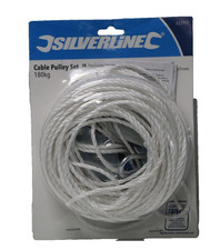 Silverline Flaschenzug 180 KG 19,8 m Hebeseil aus Polypropylen mit Stahlrollen