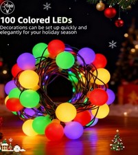 100 LED Lichterkette mit Kugeln Bunte Außen & Innendekoration für Garten & Party
