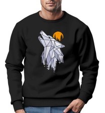 Sweatshirt Herren Polygon Print Wolf Wald Outdoor Adventure Natur