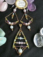 Set KUNZIT PERIDOT AQUAMARIN CITRIN AMETHYST ROSENQUARZ Ketten-Ohrringe Anhänger