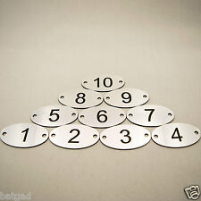 25er Set lasergravierte Zahlenovale - Größe: 30 mm x 55 mm