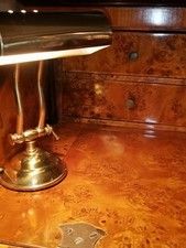 MID CENTURY MESSING TISCH LEUCHTE BANKERS / PIANO  LAMP, FUNKTIONIERT