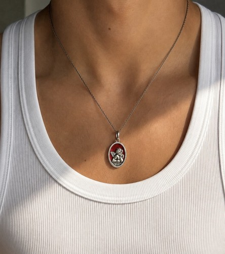Engel kette silber rot - engel,