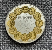Europa 1.1.2002 European Currencies - Europäische Währungsunion Medaille Ø 40 mm