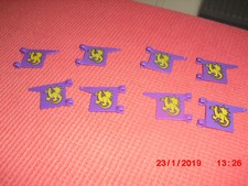 Playmobil  Fahne, Flagge,Banner der Drachenritter Lila / Gelb  Ersatzteil  , 8 x
