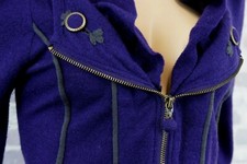 CHARLIE ROBIN DAMEN REINE WOLLE KOCHWOLLE STRICKJACKE ZIPP  LILA KHAKI GRAU  M 