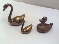 Messing Figur Schwäne & Ente