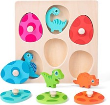 Holzpuzzle ab 1 Jahr | Baby Montessori Holzspielzeug Dino Eier für 12-36 Monate