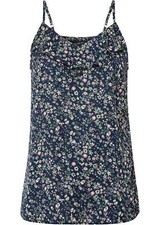 Blusentop aus recyceltem Polyester Gr. 44 Dunkelblau Damen Sommer-Top Neu*