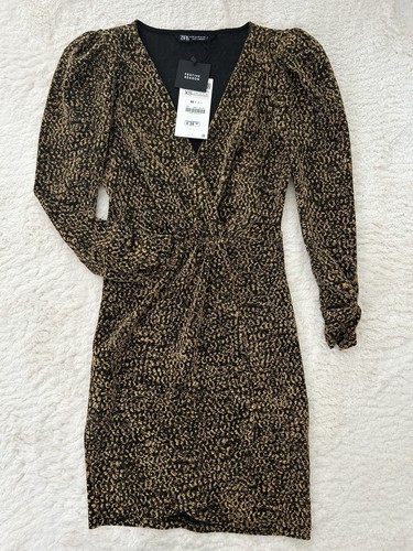 Zara damen kleid schwarz gold - damen,
