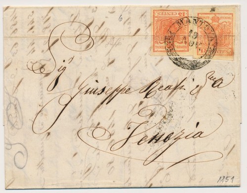 Lombardei venetien 1851 15c - 1851, 2*15c