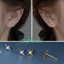 Echt 925 Sterling Silber * Ohrschmuck Ohrringe Ohrstecker * Vierzackiger Stern