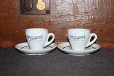 2 Espressotassen O'CCAFFE mit Unterteller dickwandig weiß Gold Espresso Tassen