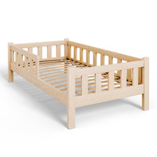 PINI Kinderbett 160x80 unlackiertes Holz - Natur