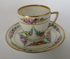 Antike Mokka, Mocca Tasse, Fraureuth, Handmalerei. Blumenmotiv.