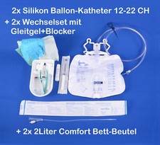2x Ballonkatheter Blasenkatheter mit Wechselset Gleitgel und Urinbeutel Komfort