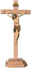 Kruzifix Jesus am Kreuz auf Sockel H 20/ 40 cm Holzfigur Holzstatue Statue