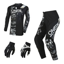 Motocross Set Oneal Element Attack MX Hose Shirt Crosshose Jersey schwarz weiss