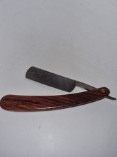 Altes Vintage Damast Rasiermesser mit Holzgriff Germany Scharf Butcher Razor 
