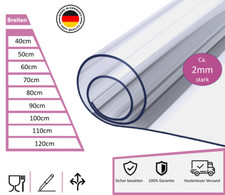 Tischfolie transparent klar Tischdecke Möbelschutz Tischmatte 2mm PVC