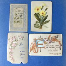 SET 4 fromme Bilder 19. Jh. auf Rhodoid gemalt HEILIGE KARTEN 19. Jh. Santino