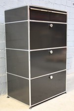 USM Haller Büro-Regal schwarz 3 Klappen 2 Schubladen Aktenregal Highboard Tür